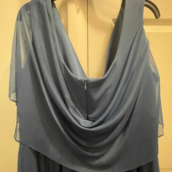 Womens R&M Richards Capelet Rhinestone Waisted Pleated Gown - Picture 10 of 16